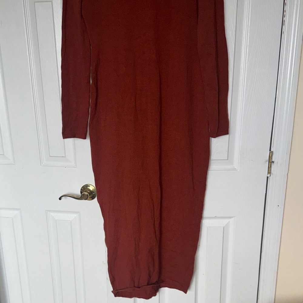 Bar III Rust Long Sleeve Wrap Midi Dress - Picture 8 of 8